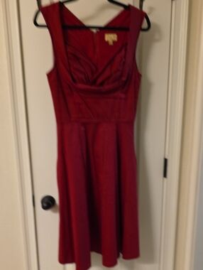Lindy Bop Red Sleeveless Midi Fit-and-Flare Dress
